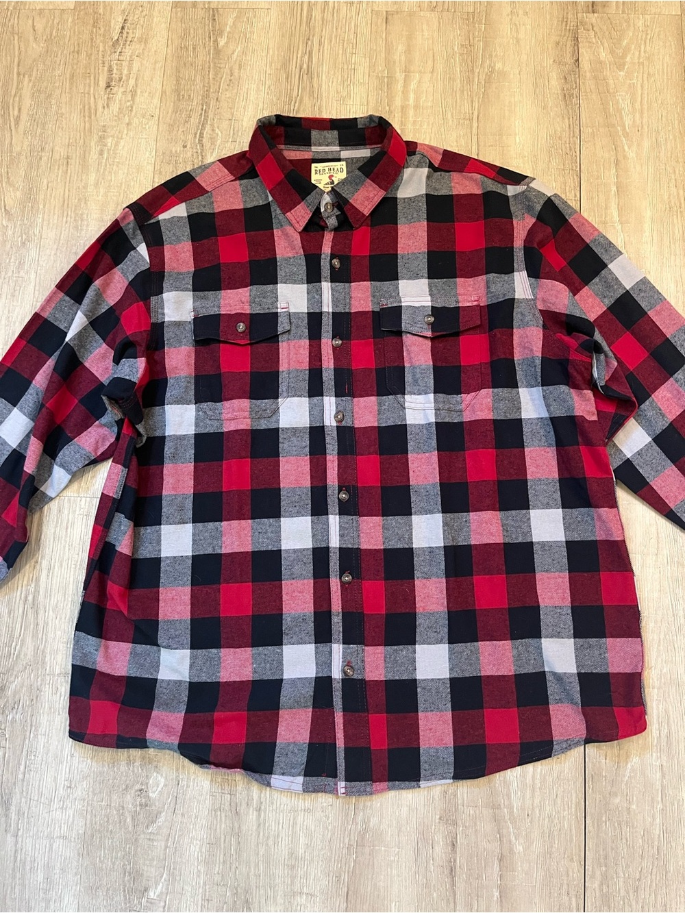 Men's RedHead Red & Black Plaid Button-Up Flannel Shirt 100% Cotton 2X NWOT - Picture 2 of 10